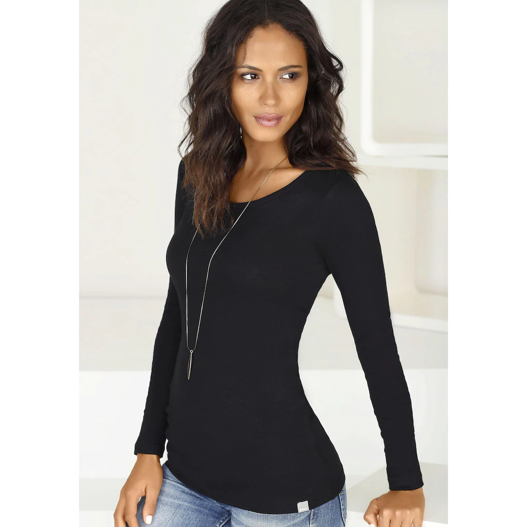 Bench. Langarmshirt »aus Feiner Rippware« (2er-Pack) Aus Weicher Baumwoll-Qualität