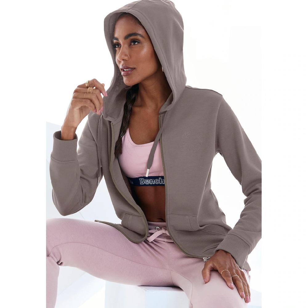 Bench. Loungewear Kapuzensweatjacke mit Logo und Kängurutasche Loungewear
