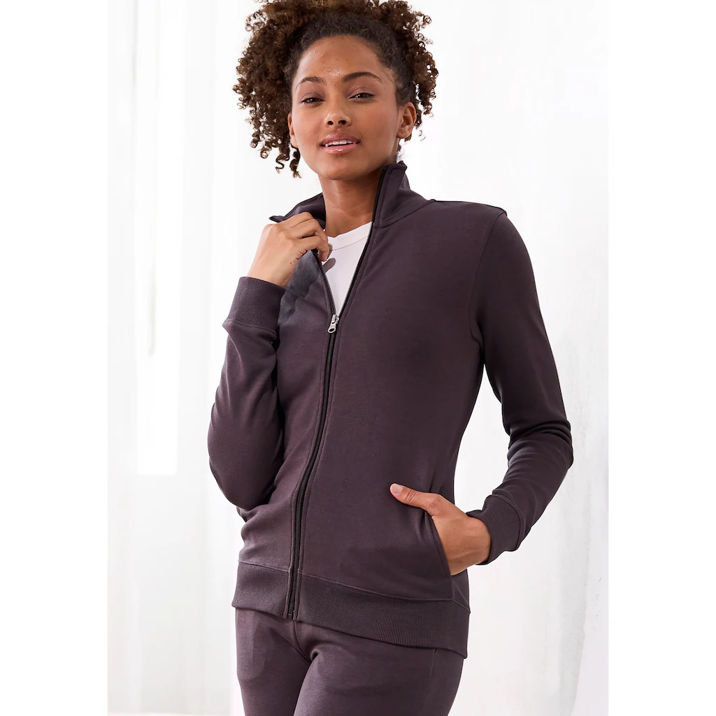 Bench. Loungewear Sweatjacke mit bestickten Stehkragen Loungeanzug