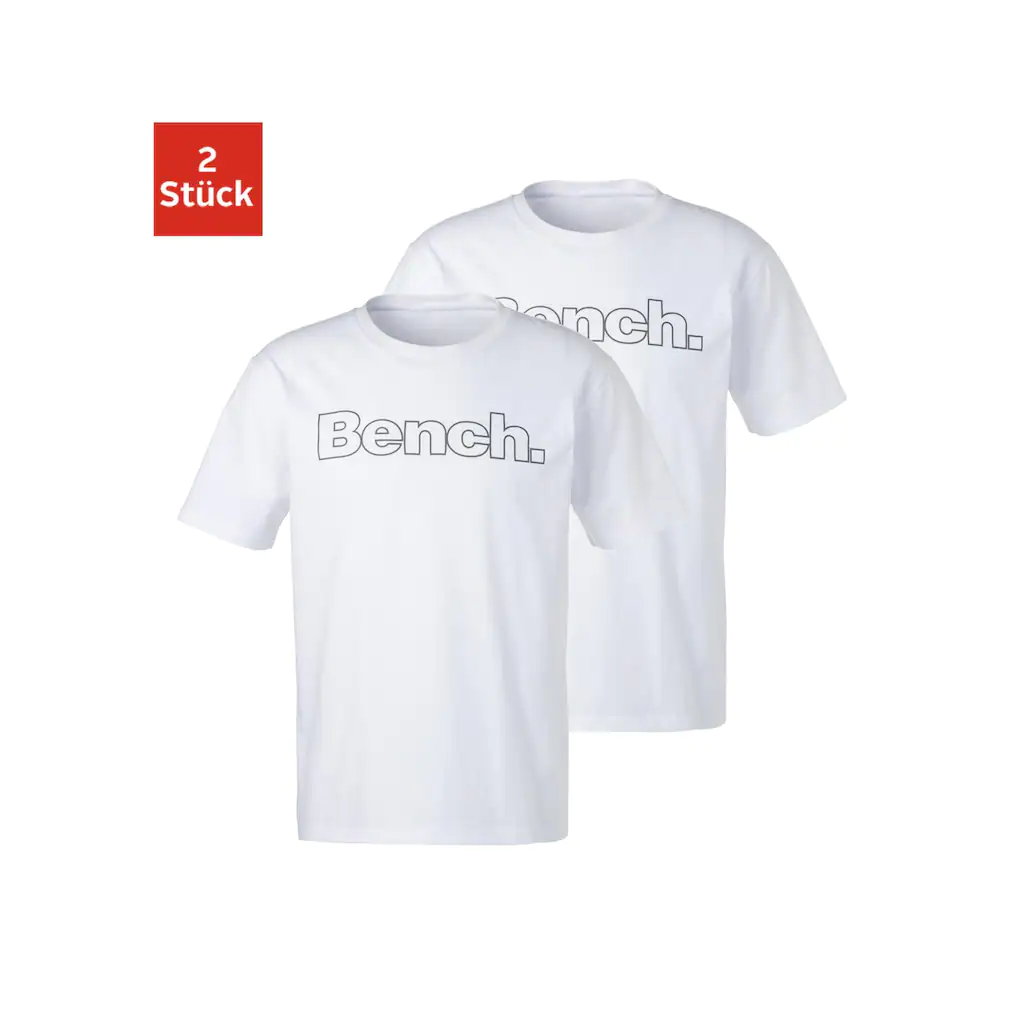 Bench. Loungewear T-Shirt (2 tlg.) Shirt mit Logoprint Basicshirt mit Rundhals aus reiner Baumwolle