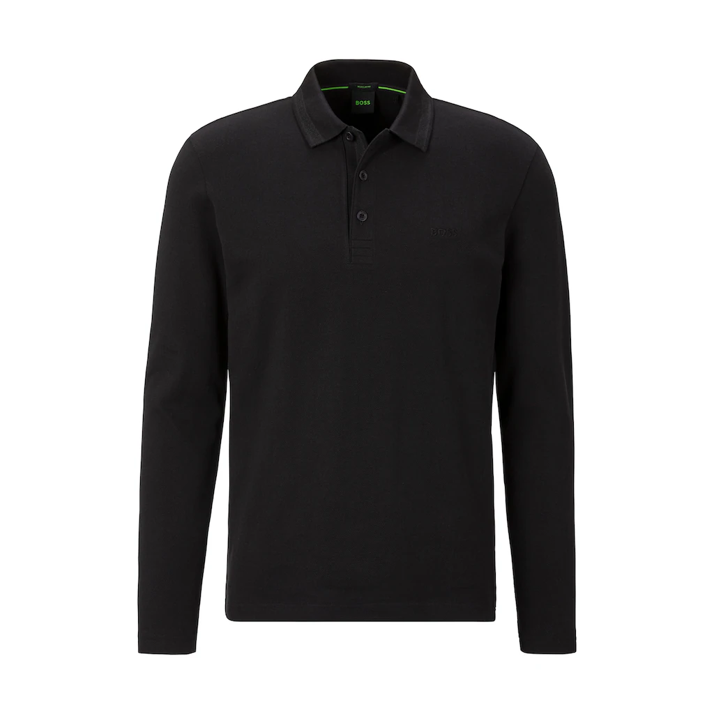 BOSS GREEN Langarm-Poloshirt »Plisy« mit Streifen am Kragen ▷ kaufen