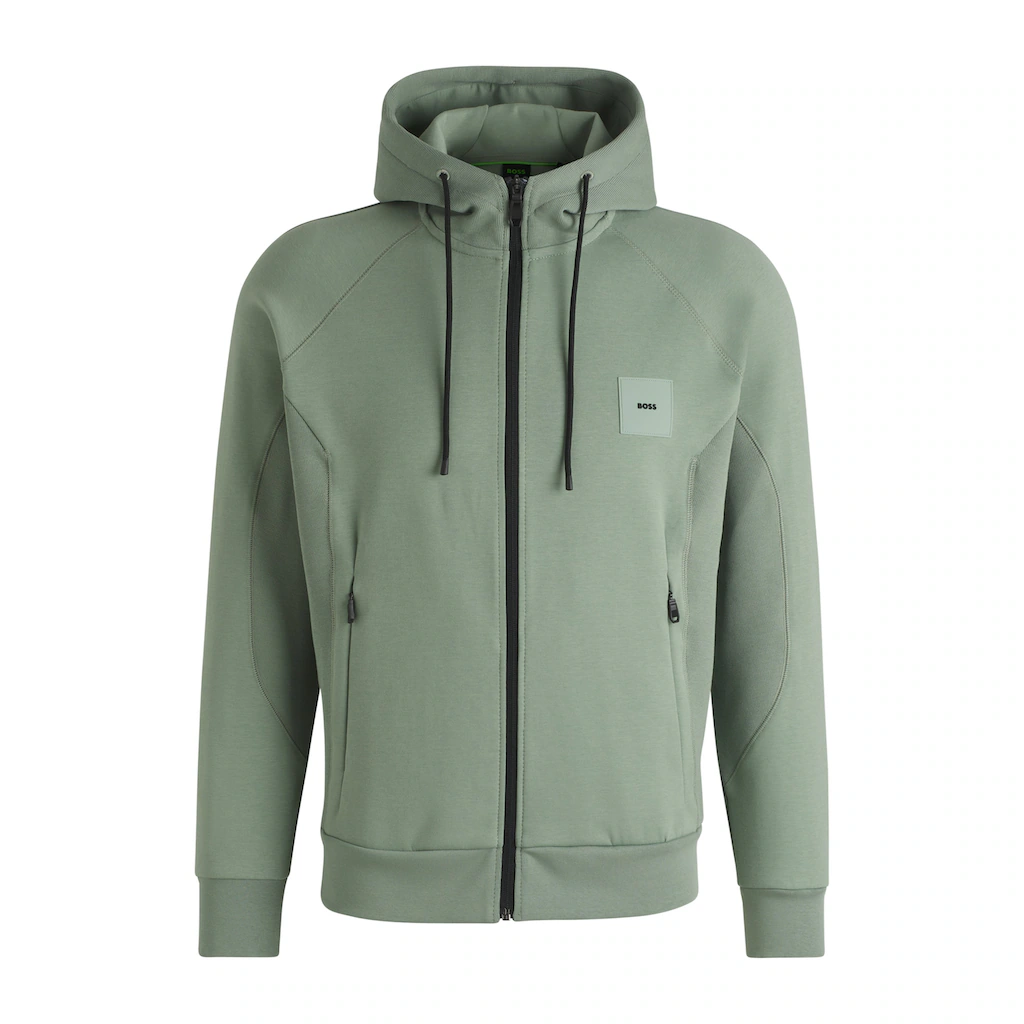 BOSS GREEN Sweatjacke »Saggy Rib« mit tonigen Einsätzen