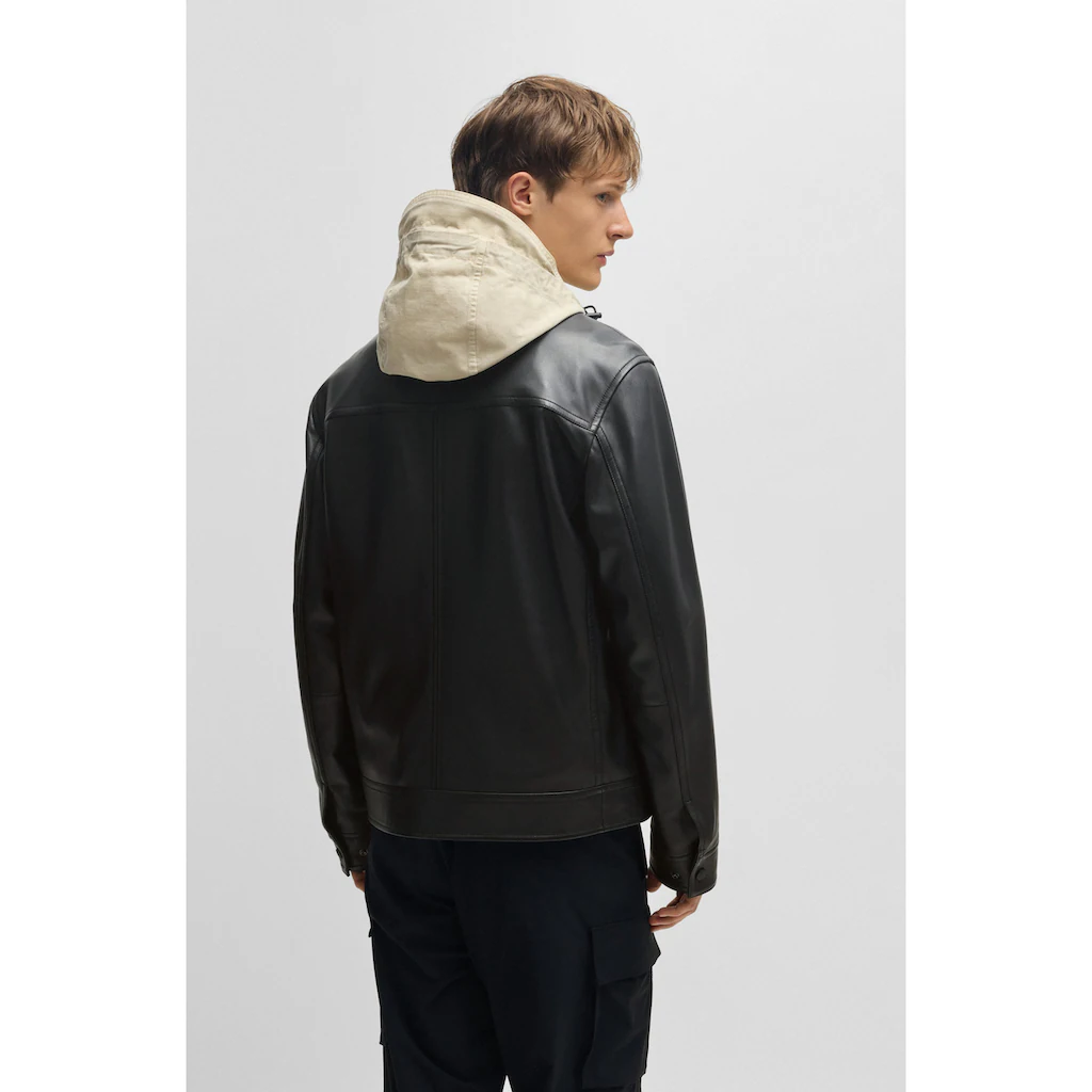 BOSS ORANGE Lederjacke »Jocruz« Mit Druckknopfleiste ▷ Bestellen