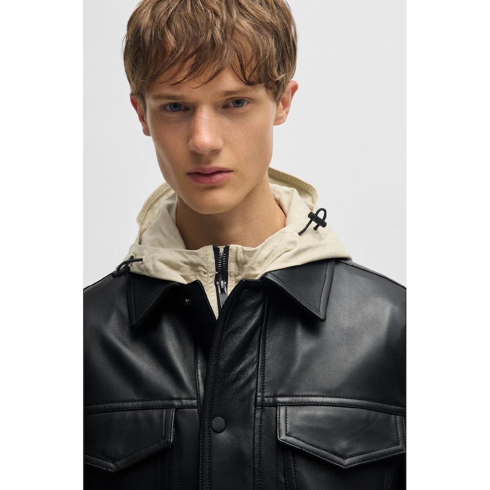 BOSS ORANGE Lederjacke »Jocruz« Mit Druckknopfleiste ▷ Bestellen