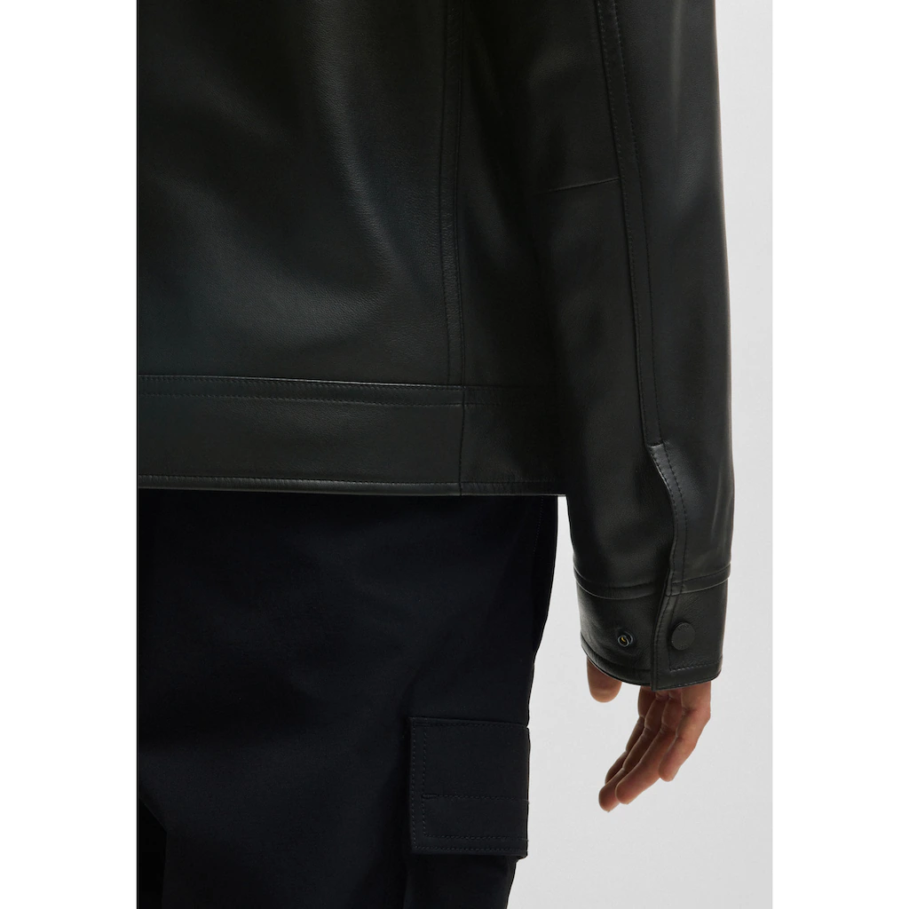 BOSS ORANGE Lederjacke »Jocruz« Mit Druckknopfleiste ▷ Bestellen