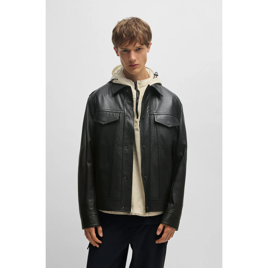 BOSS ORANGE Lederjacke »Jocruz« mit Druckknopfleiste ▷ bestellen