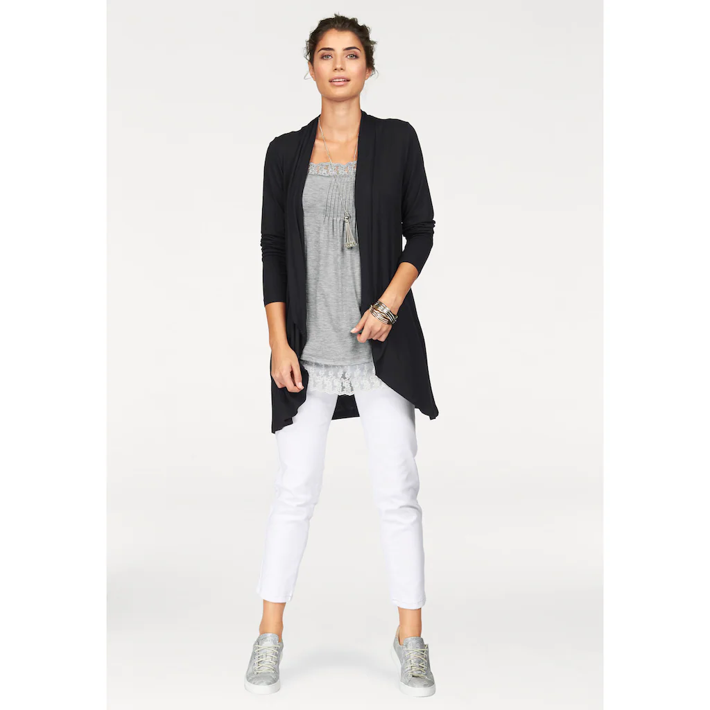 Boysen's Shirtjacke Langarm mit Schalkragen aus elastischem Jersey