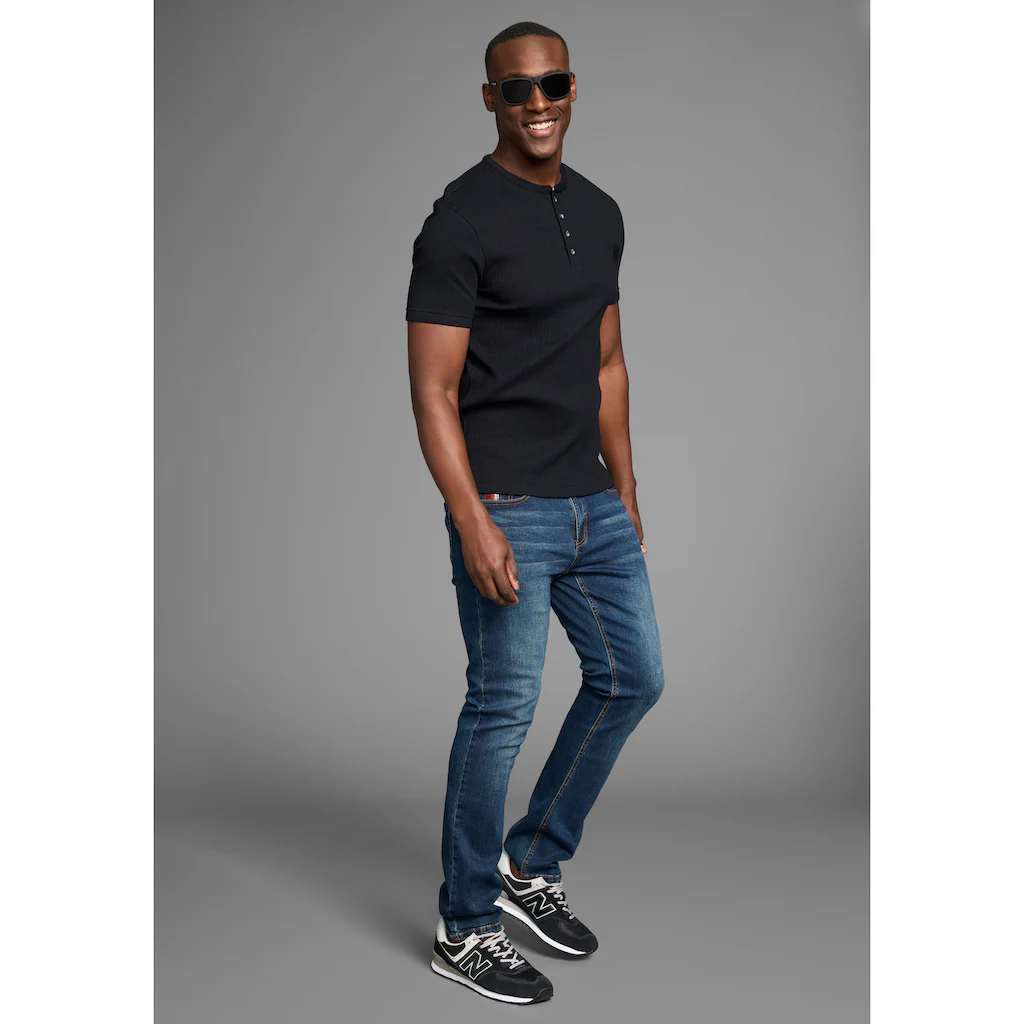 Bruno Banani Henleyshirt In Elastischer Rippenqualität ▷ Für