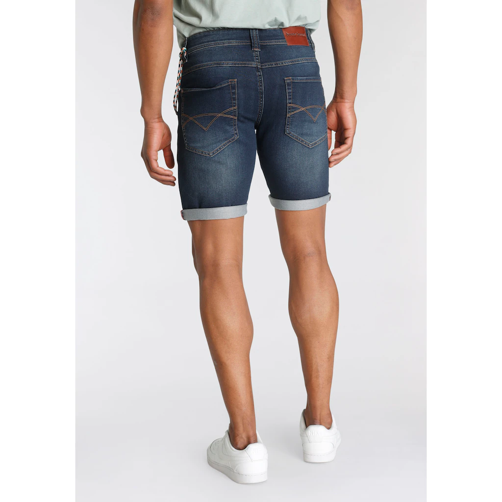 Bruno Banani Jeansshorts (Set 2 Tlg. Mit Band) Bequemer Sitz Gerade Beinform Mit Praktischen Taschen
