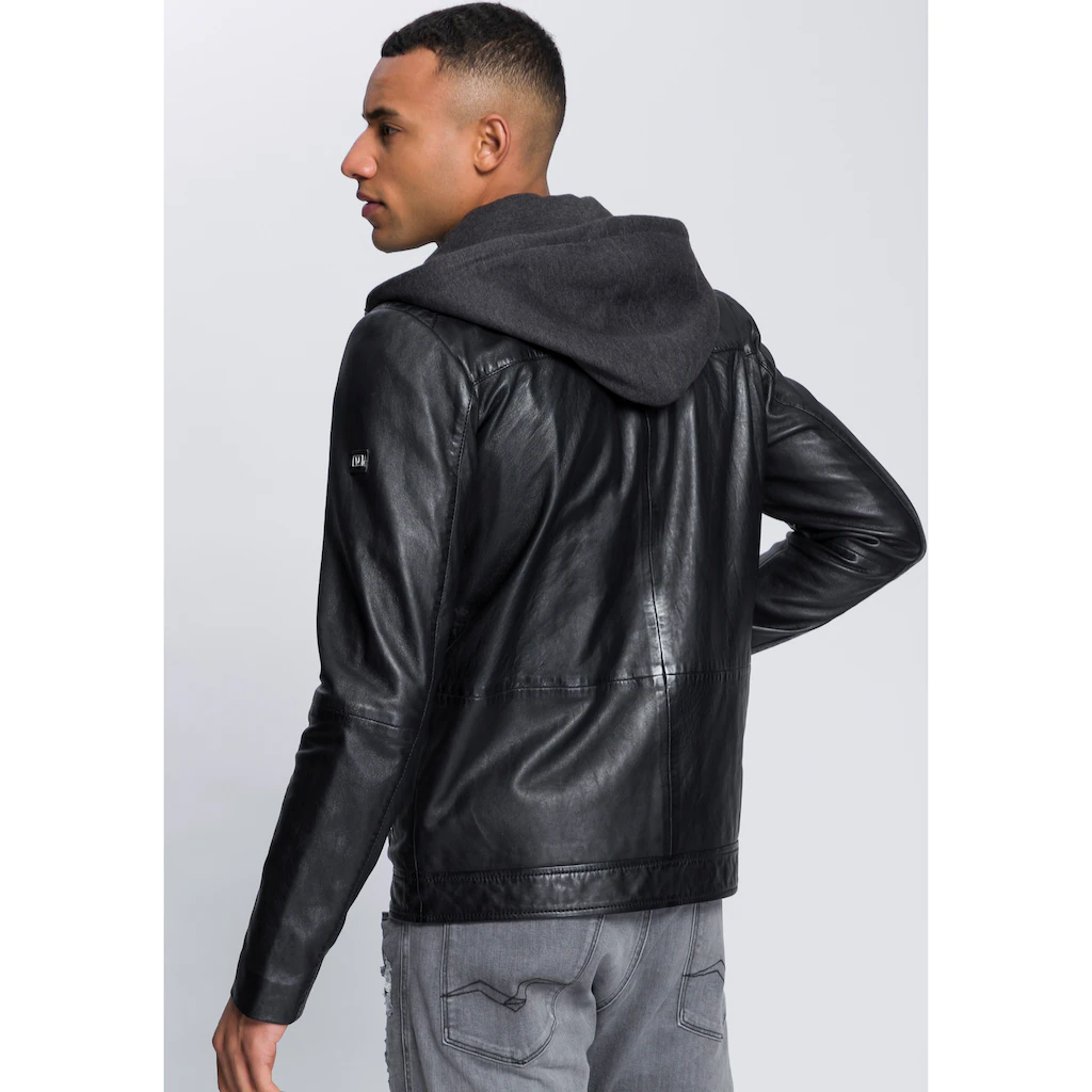Bruno Banani Lederjacke Mit Kapuze Aus Lammnappaleder Taillierter Schnitt Mit Abnehmbarer Kapuze ▷ Für