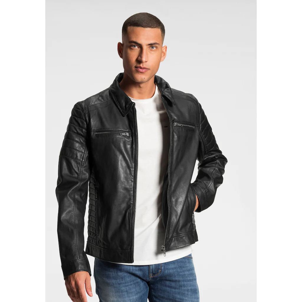 Bruno Banani Lederjacke »William« Aus Lammnappaleder Mit Reißverschlusstaschen Schmal Geschnitten ▷ Kaufen
