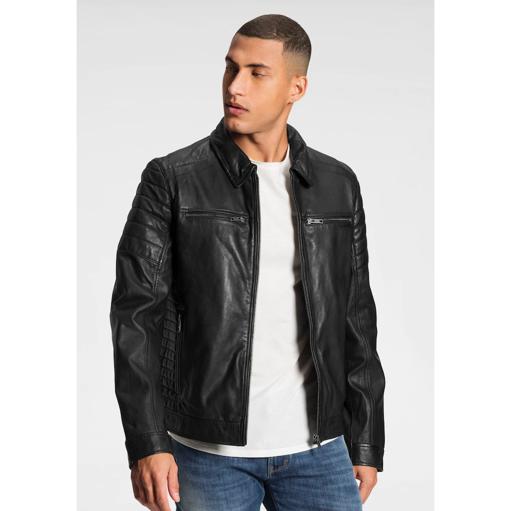 Bruno Banani Lederjacke »William« aus Lammnappaleder mit Reißverschlusstaschen schmal geschnitten ▷ kaufen
