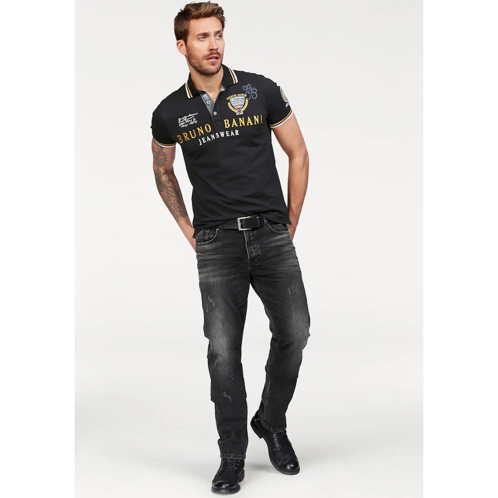 Bruno Banani Poloshirt Körpernahe Passform Mit Stickereien Und Badges Polokragen ▷ Kaufen