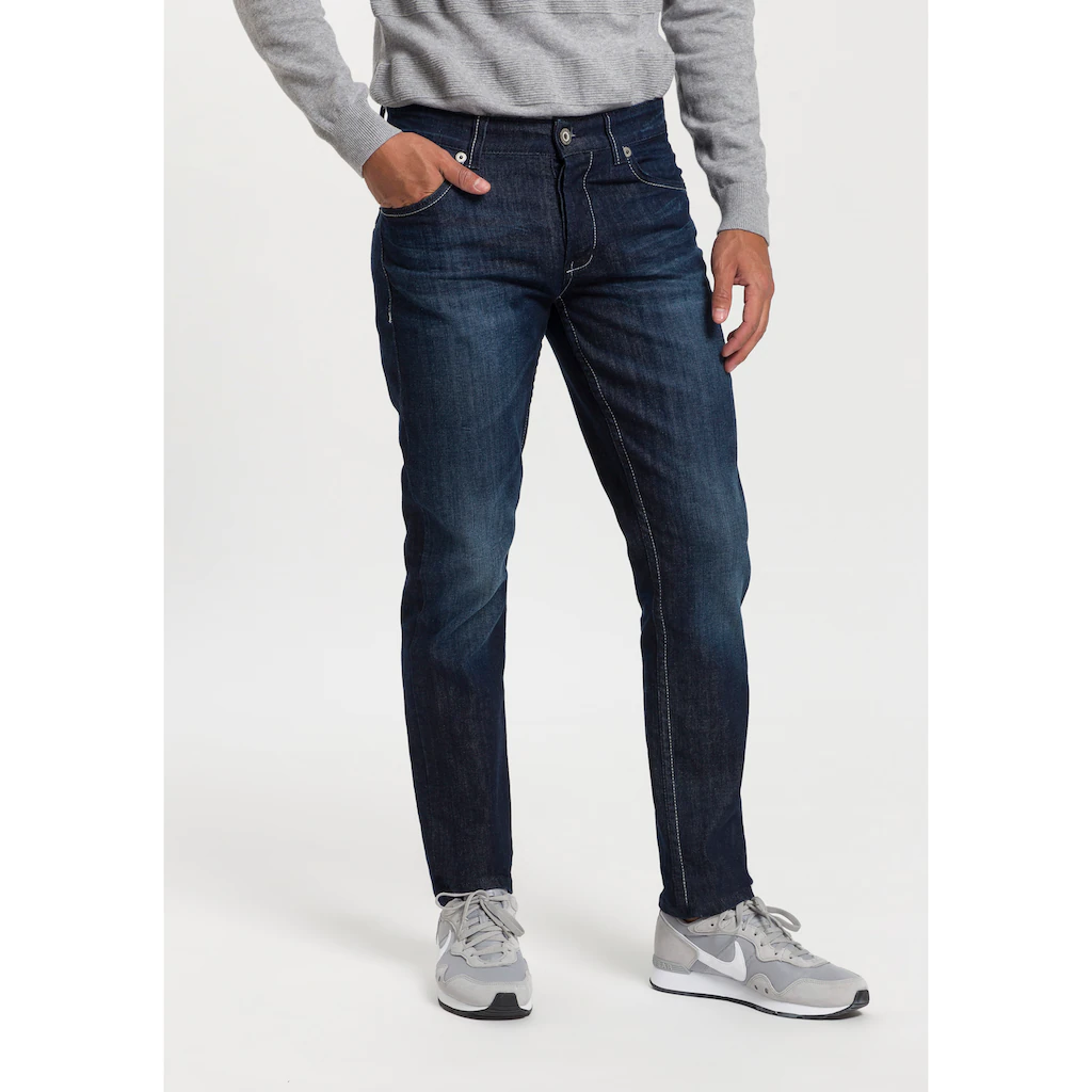 Bruno Banani Straight-Jeans »Dylan« gerade Beinform Used-Waschung niedrige Leibhöhe ▷ bestellen