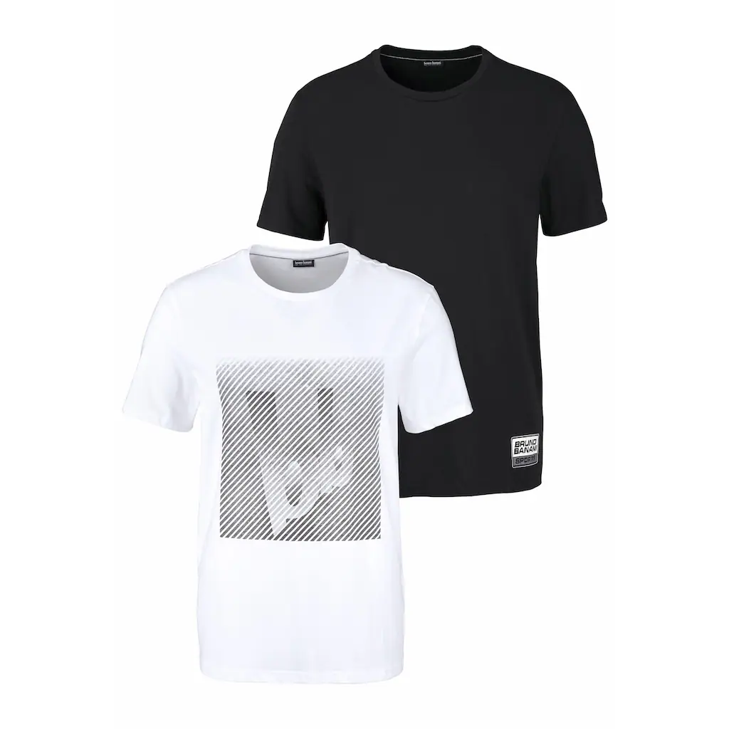 Bruno Banani T-Shirt (Spar-Set 2er-Pack) Kurzarm schmal geschnitten aus Single Jersey