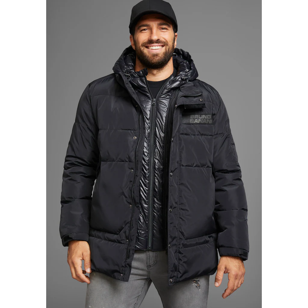Bruno Banani Winterjacke mit Kapuze wärmendes Material hochschließender Kragen verstellbare Kapuze ▷ für