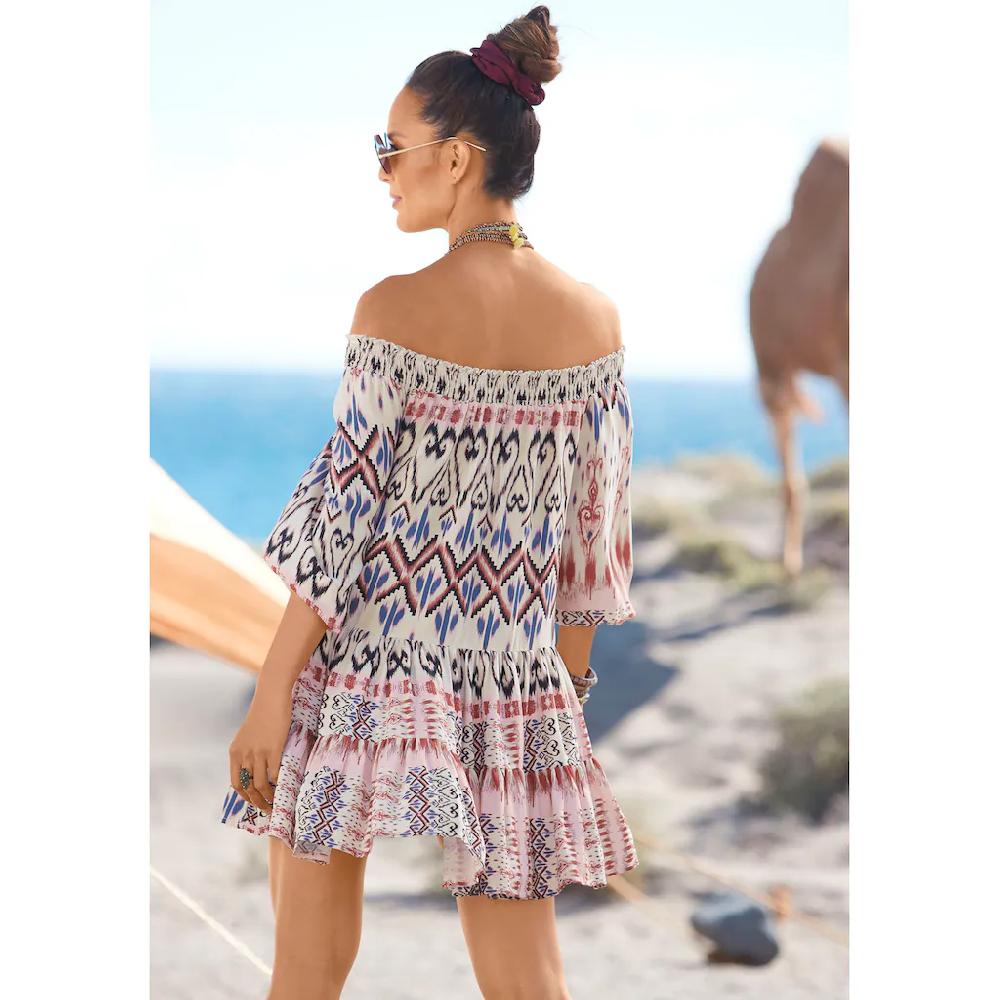 Buffalo Druckkleid Mit Ethnoprint Und Carmenausschnitt Tunikakleid Sommerkleid