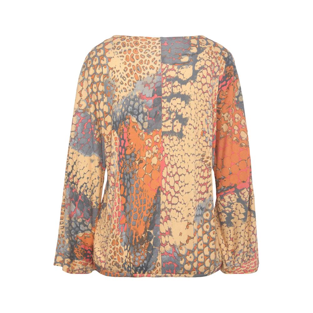 Buffalo Fledermausshirt Mit Animaldruck Lockere Bluse Mit V-Ausschnitt Blusenshirt