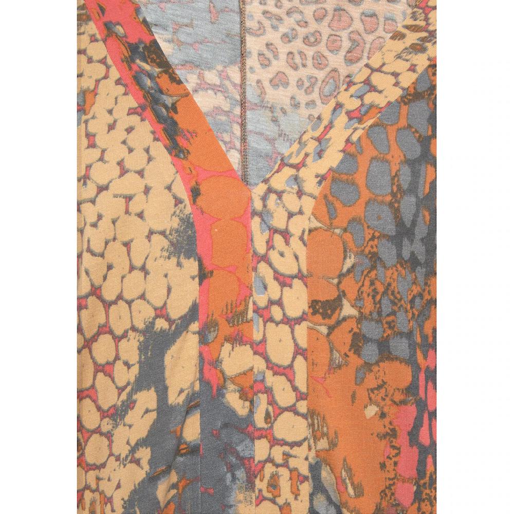 Buffalo Fledermausshirt Mit Animaldruck Lockere Bluse Mit V-Ausschnitt Blusenshirt