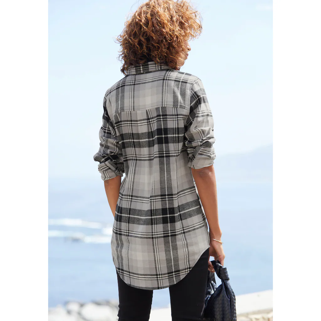 Buffalo Hemdbluse Aus Weichem Flanell Mit Blusenkragen Flanellhemd Karobluse