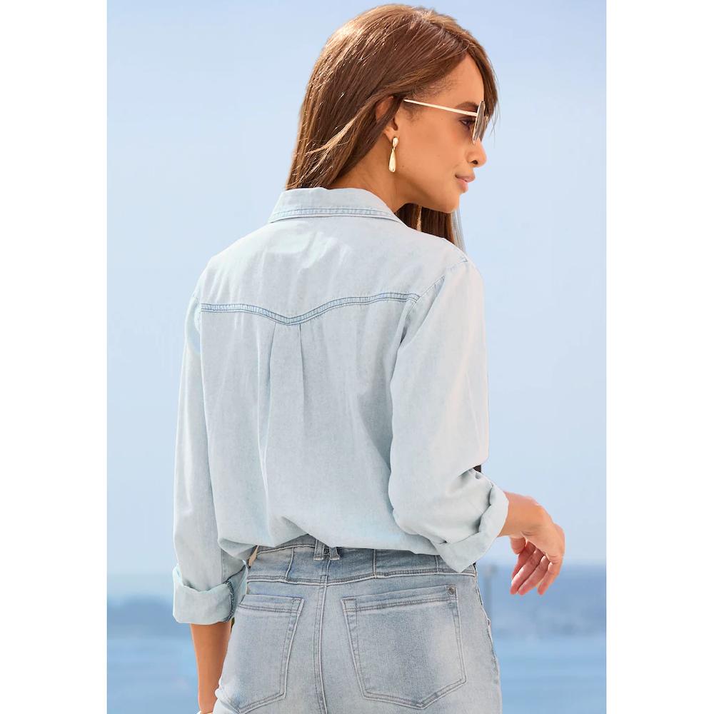 Buffalo Jeansbluse Mit Druckknöpfen Lässig Western-Stil