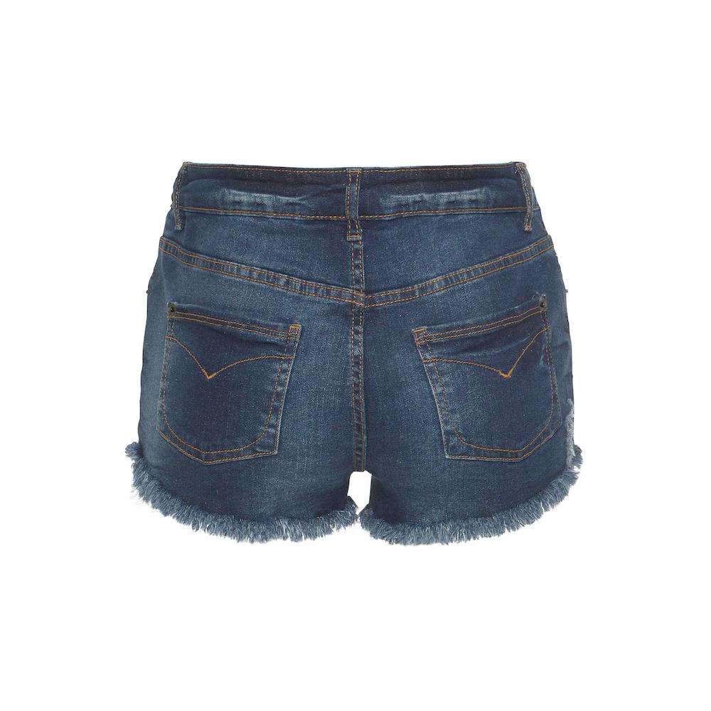 Buffalo Jeanshotpants Mit Fransen Am Saum Shorts Aus Elastischer Baumwolle