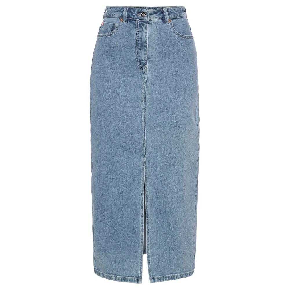 Buffalo Jeansrock In Modischer Midilänge Elastischer Denimrock Mit Schlitz Sommerrock