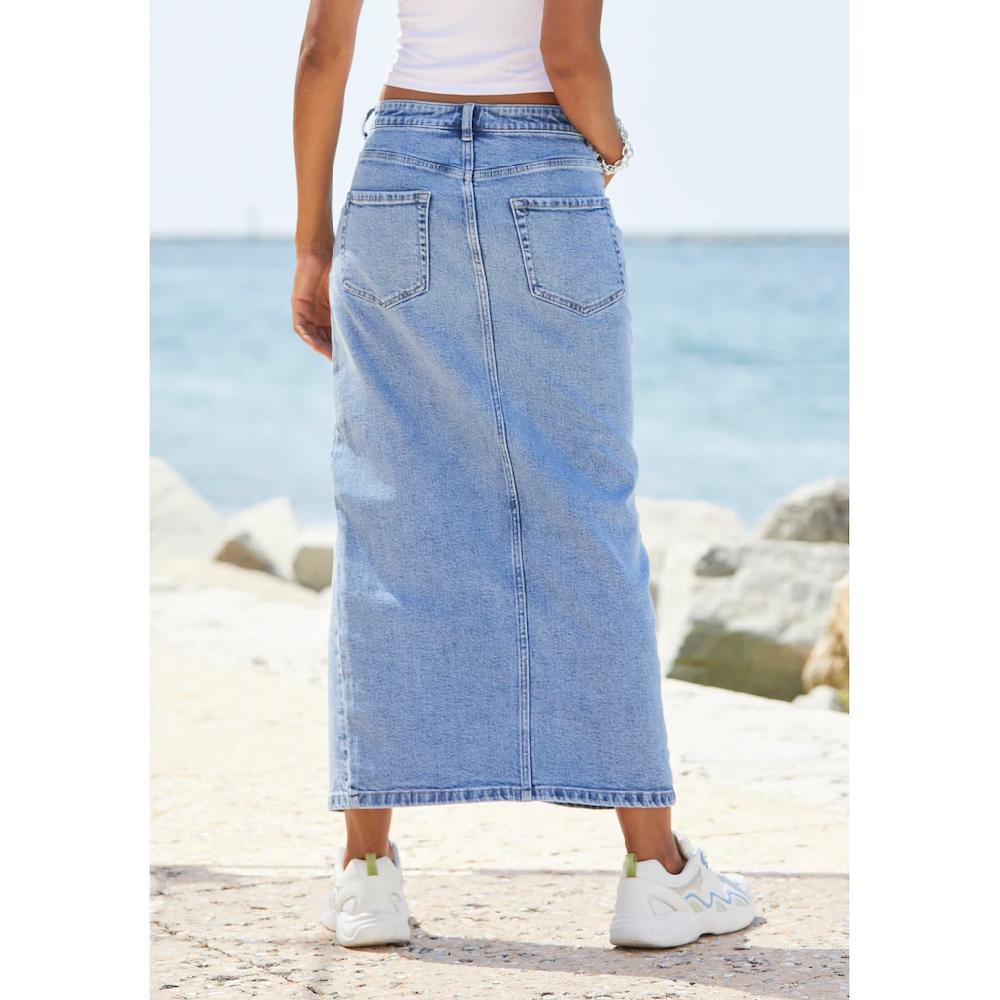 Buffalo Jeansrock In Modischer Midilänge Elastischer Denimrock Mit Schlitz Sommerrock