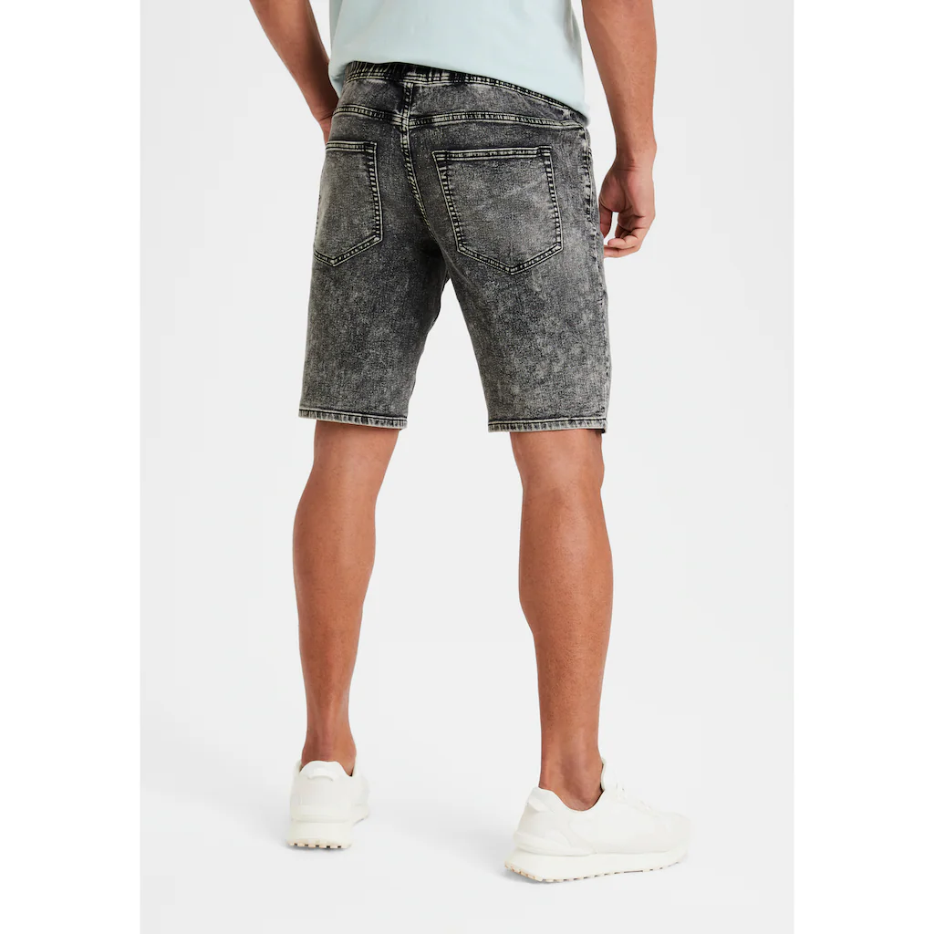 Buffalo Jeansshorts Knielang Elastische Schlupf-Bermuda Kurze Hose In Moonwashed