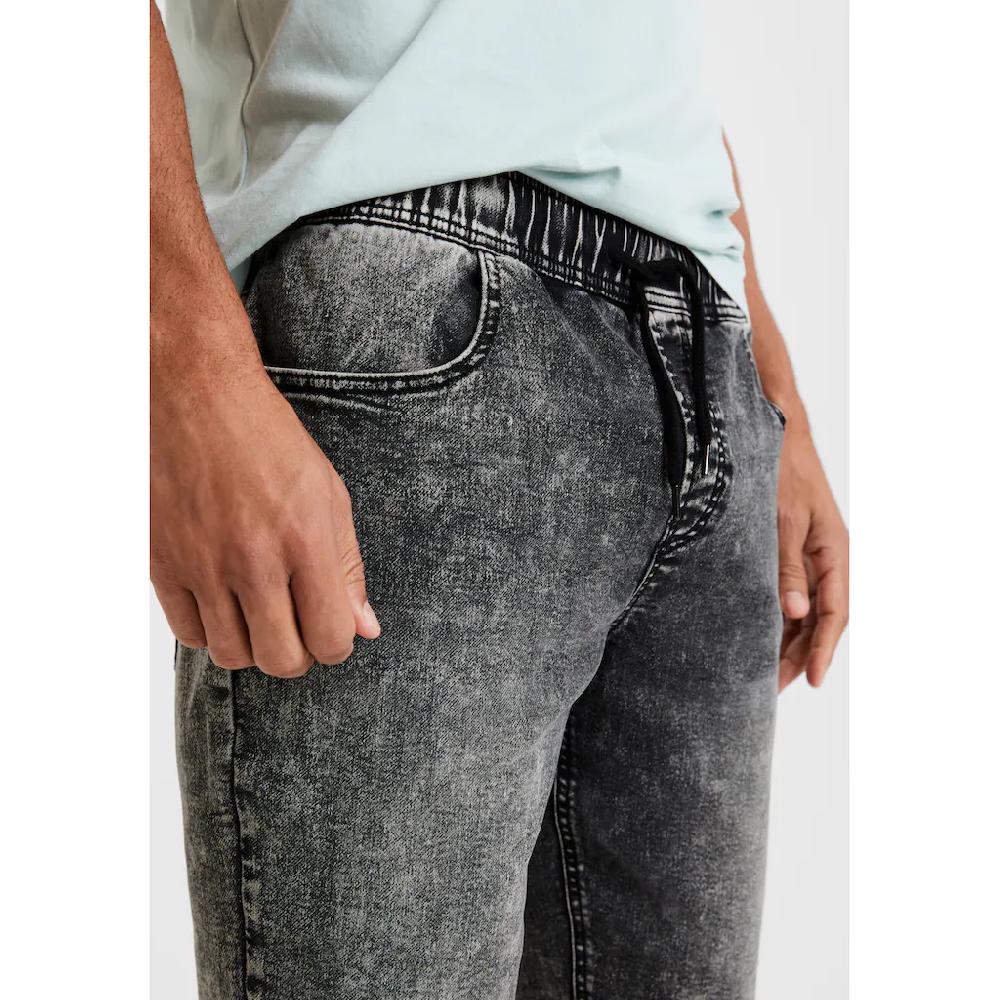 Buffalo Jeansshorts Knielang Elastische Schlupf-Bermuda Kurze Hose In Moonwashed