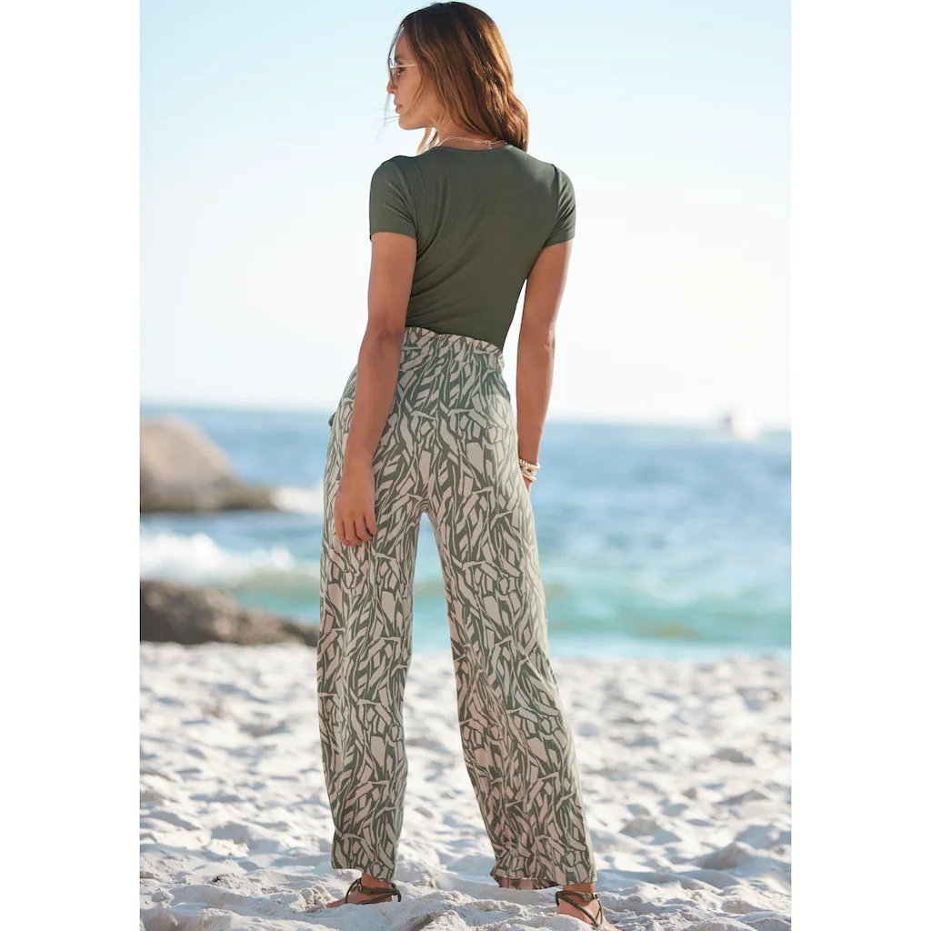 Buffalo Jerseyhose Mit Alloverdruck In Paperbag-Optik Wide-Leg