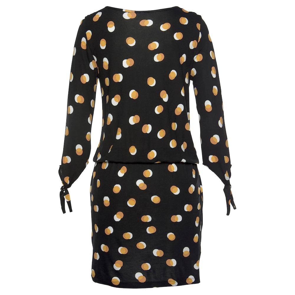 Buffalo Jerseykleid Mit Bändern Zum Knoten Kurzes Sommerkleid Mit 3/4-Ärmeln Strandkleid