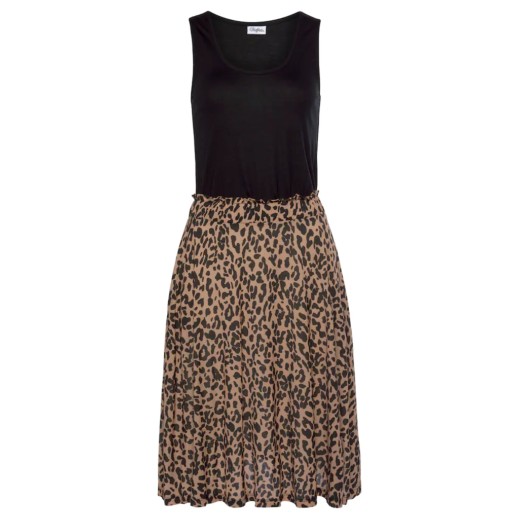 Buffalo Jerseykleid Mit Paperbag-Bund Und Animalprint Leokleid Sommerkleid