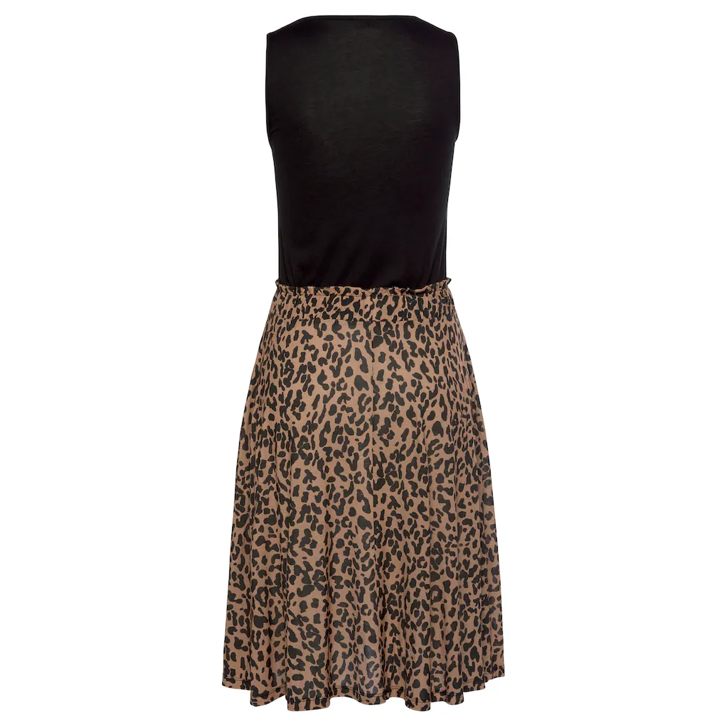 Buffalo Jerseykleid Mit Paperbag-Bund Und Animalprint Leokleid Sommerkleid