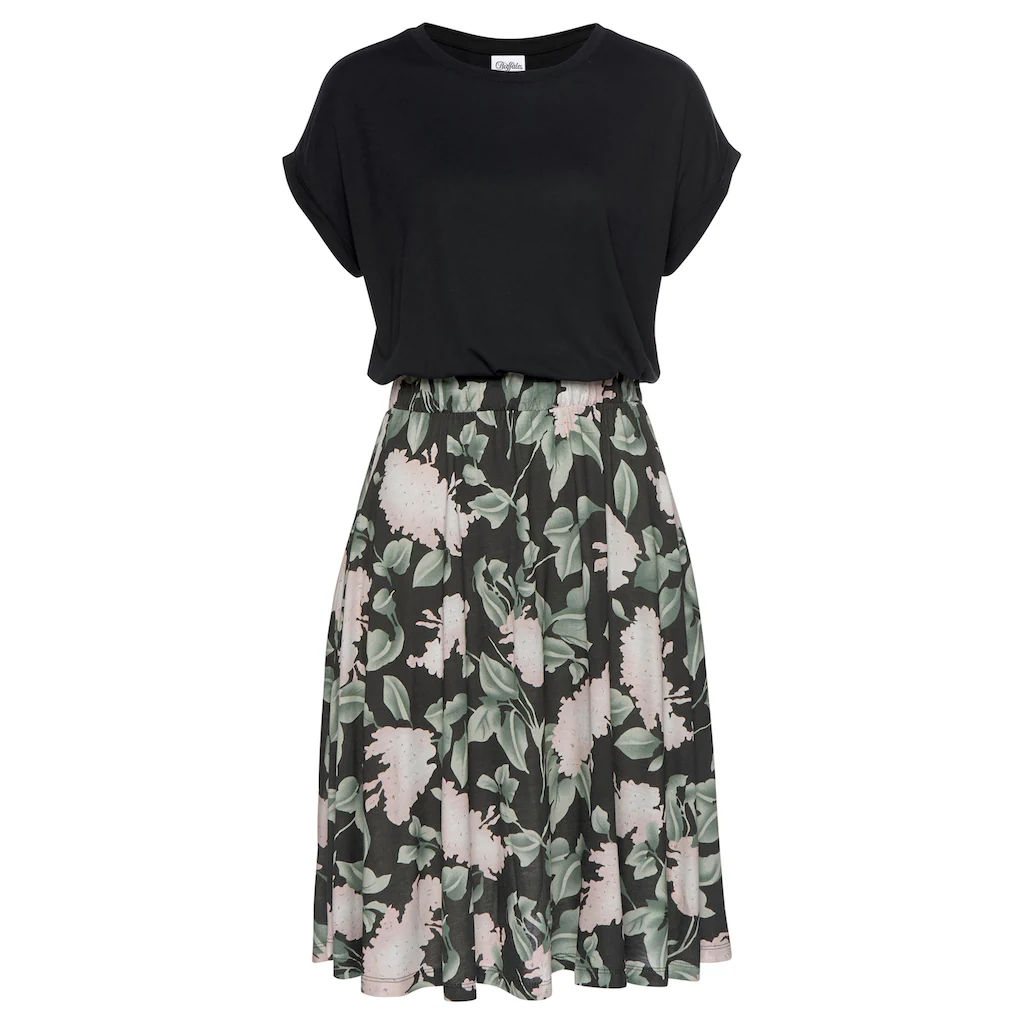 Buffalo Jerseykleid Mit Paperbag-Bund Und Bedrucktem Rock Kurzes Sommerkleid Strandkleid