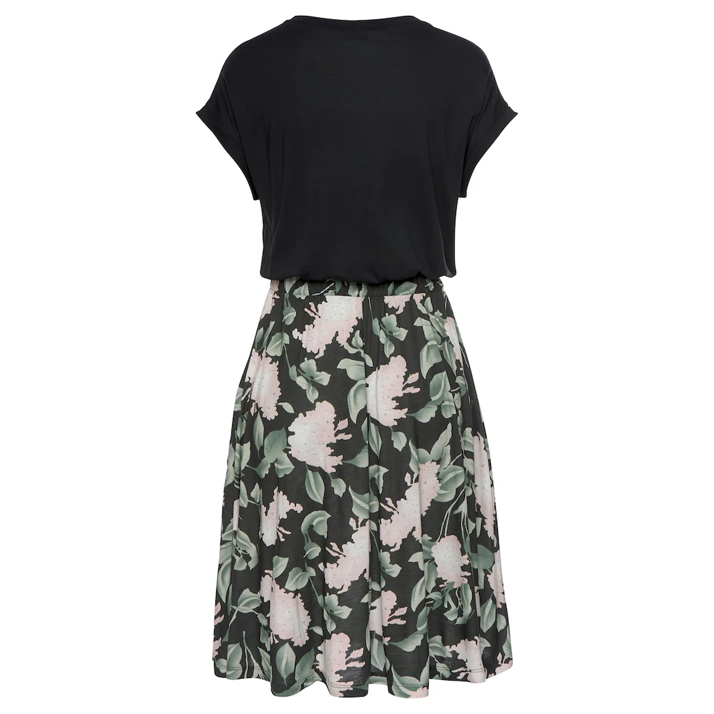 Buffalo Jerseykleid Mit Paperbag-Bund Und Bedrucktem Rock Kurzes Sommerkleid Strandkleid