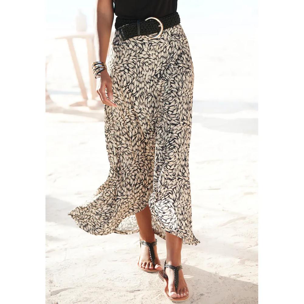 Buffalo Jerseyrock mit Alloverprint sommerlicher Maxirock in Wickeloptik