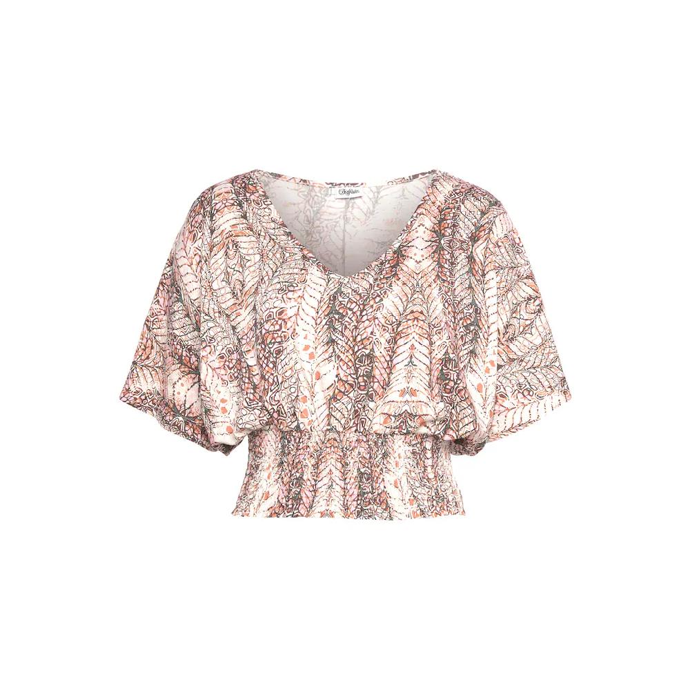 Buffalo Kurzarmshirt Mit Alloverdruck Blusenshirt Mit Leichten Volantärmeln