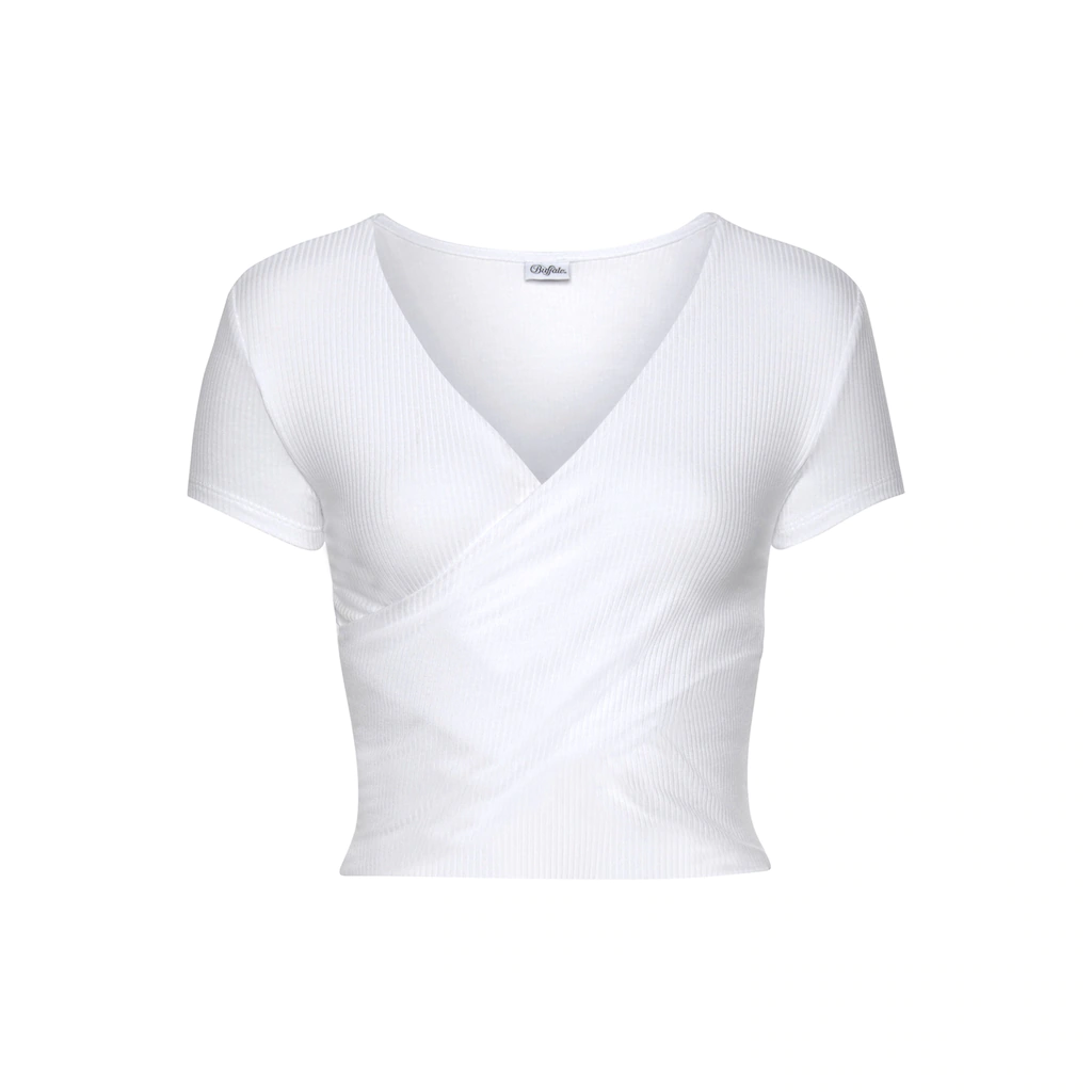 Buffalo Kurzarmshirt Mit Wickeloptik Und V-Ausschnitt T-Shirt Figurbetont Basic