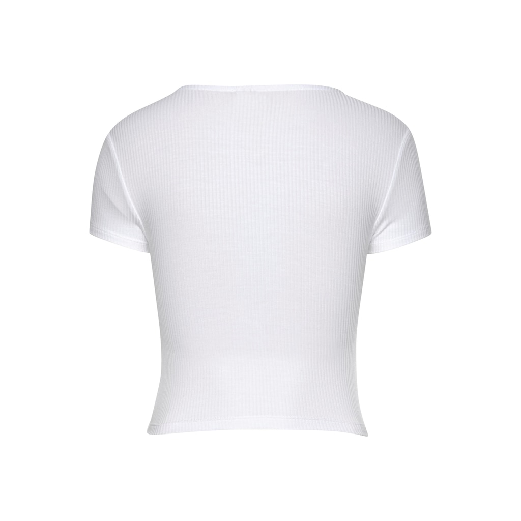 Buffalo Kurzarmshirt Mit Wickeloptik Und V-Ausschnitt T-Shirt Figurbetont Basic