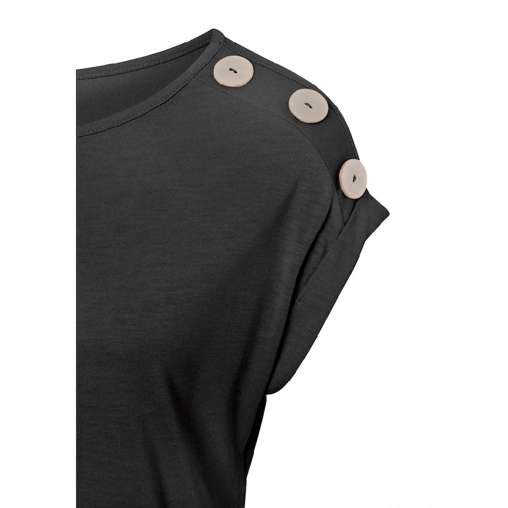 Buffalo Kurzarmshirt Mit Zierknöpfen Bequemes T-Shirt Aus Jersey Basic