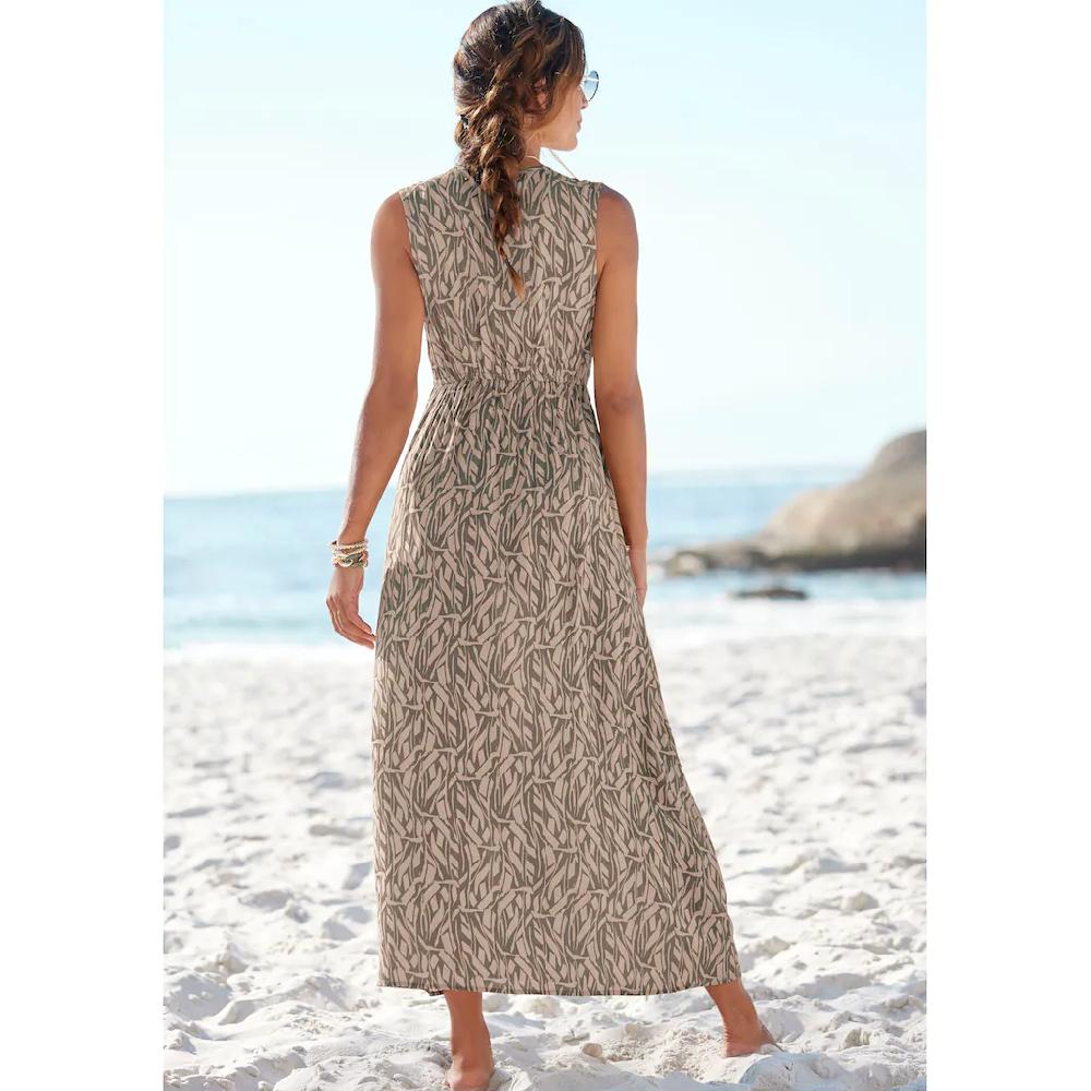 Buffalo Maxikleid Im Alloverprint Mit V-Ausschnitt Und Schlitz Sommerkleid Strandkleid