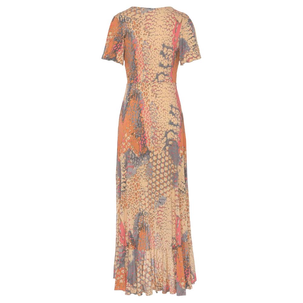 Buffalo Maxikleid Mit Animalprint Schlitz Und Volant Flügelärmel Druckkleid