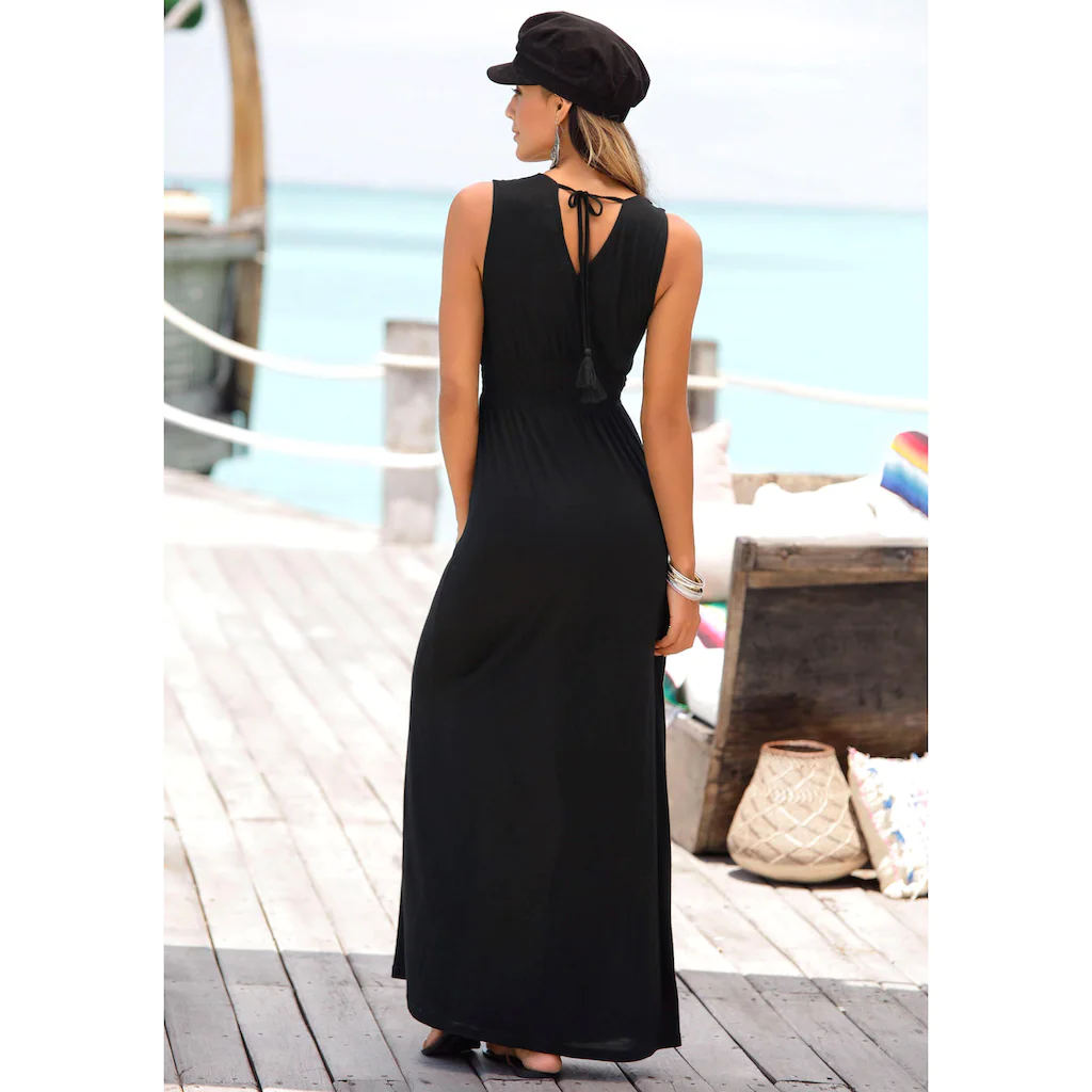 Buffalo Maxikleid Mit Druck Am Vorderteil Und Bindeband Hinten Sommerkleid Casual-chic