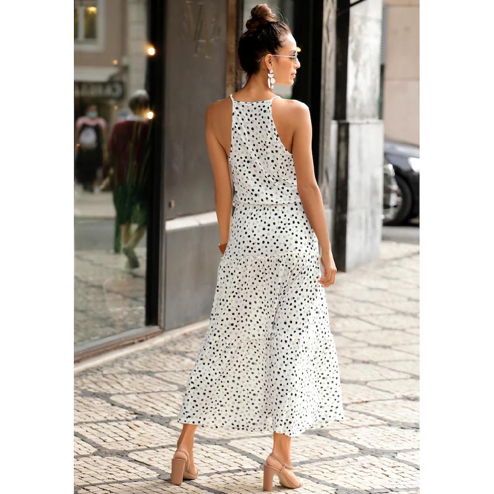 Buffalo Maxikleid Mit Pünktchendruck Fließendes Sommerkleid Jerseykleid