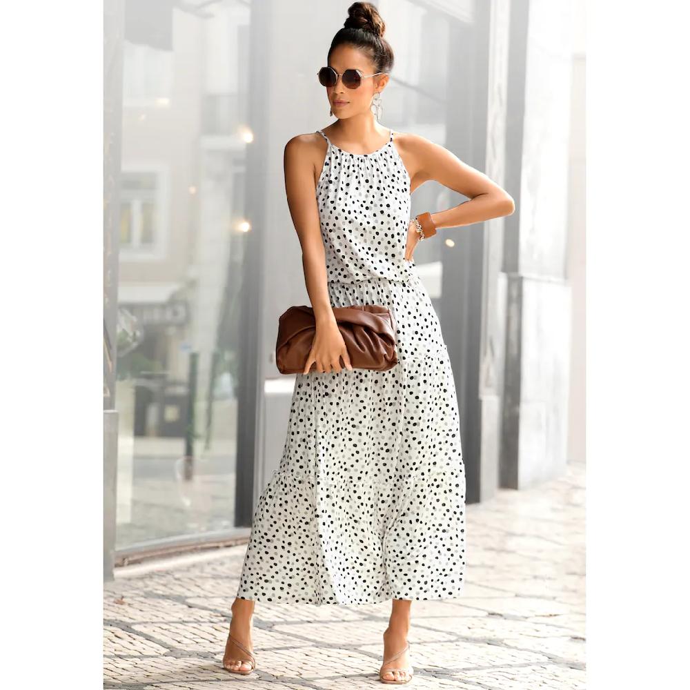 Buffalo Maxikleid mit Pünktchendruck fließendes Sommerkleid Jerseykleid Buffalo Maxikleid mit Pünktchendruck fließendes Sommerkleid Jerseykleid