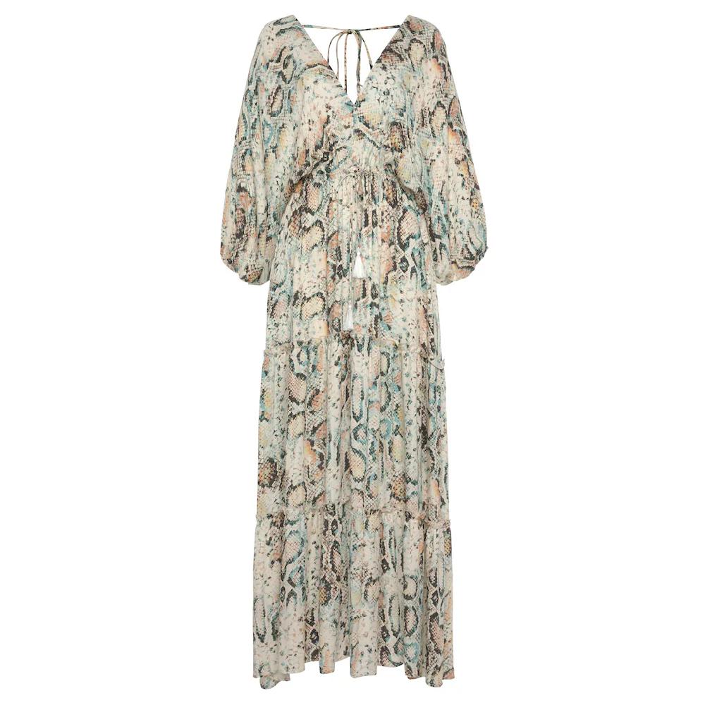 Buffalo Maxikleid Mit Schlangenmuster Und V-Ausschnitt Sommerkleid Causal-chic