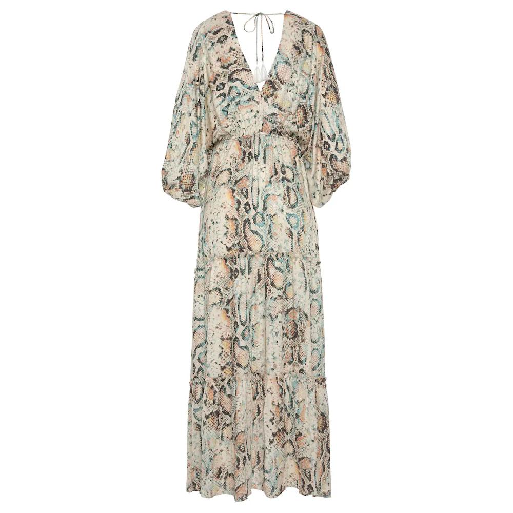 Buffalo Maxikleid Mit Schlangenmuster Und V-Ausschnitt Sommerkleid Causal-chic