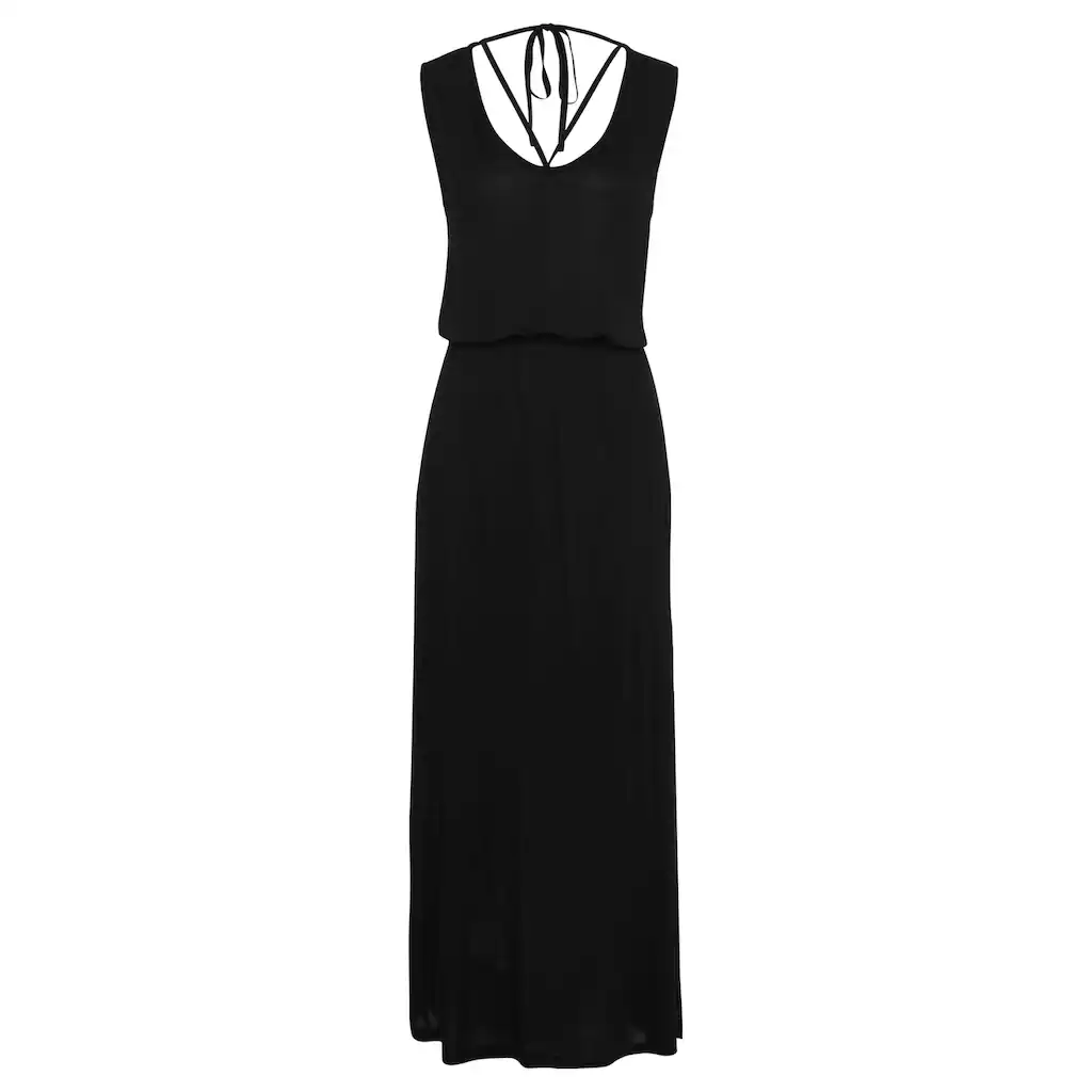 Buffalo Maxikleid Mit Zierbändern Und Schlitz Sommerkleid Strandkleid