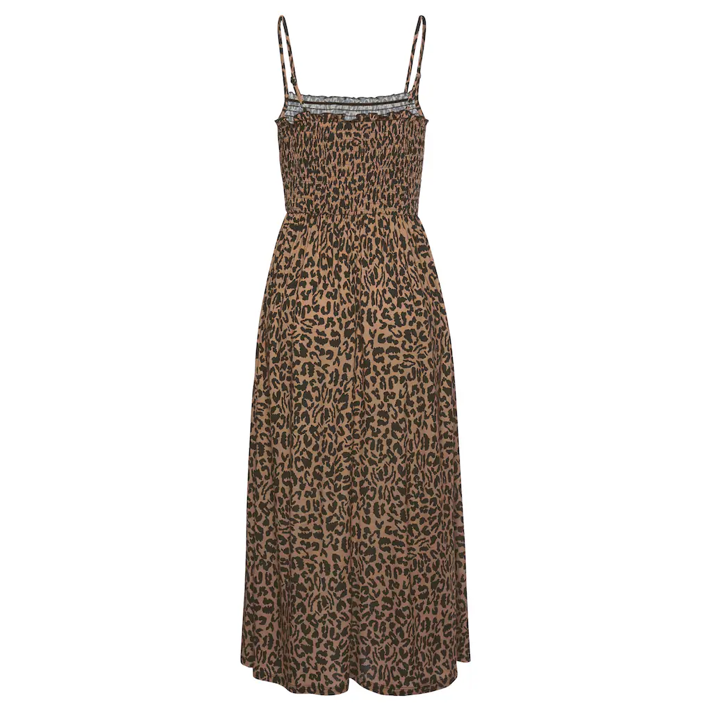 Buffalo Midikleid Mit Gesmoktem Oberteil Und Animalprint Leokleid Sommerkleid